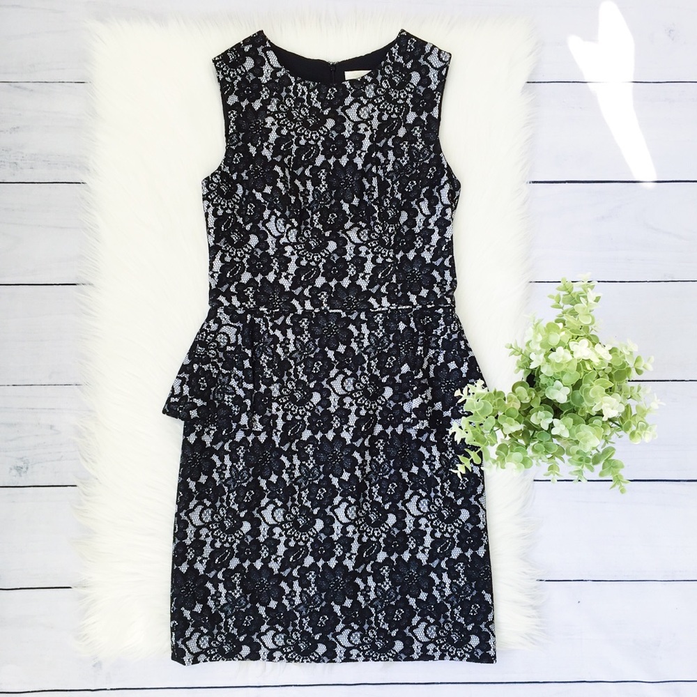 Shoshanna Black Lace Overlay Mini Dress